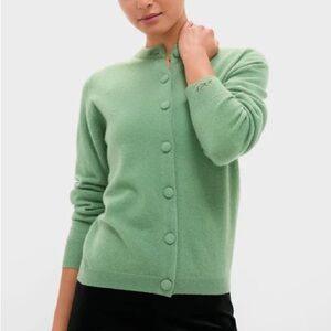 Tuckernuck Meadow Green Cashmere Covered Button Quinn Cardigan